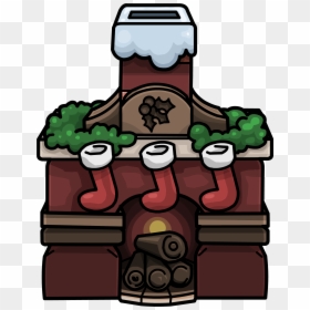 Official Club Penguin Online Wiki - Club Penguin Christmas Furniture, HD Png Download - christmas fireplace png