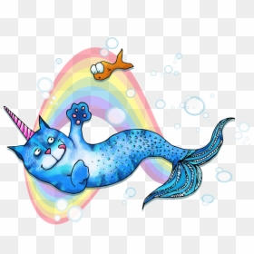 Clipart Whale Whimsical - Unicorn Mermaid Cat Art, HD Png Download - whale tail png
