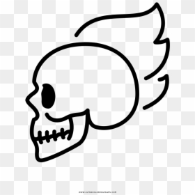 Flaming Skull Coloring Page - Caveira Desenho, HD Png Download - flaming skull png