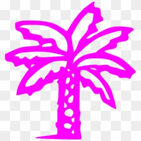 Palm Tree Clip Art Black, HD Png Download - pink tree png