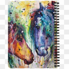 Two Horses Colorful Watercolor Painting Spiral Bound - Colorful Watercolor Two Horses, HD Png Download - spiral binding png