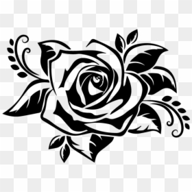 Rose Clipart Black And White Stencil - Transparent Rose Black And White Clipart, HD Png Download - flowers silhouette png
