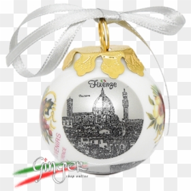 Palla Di Natale In Porcellana, Christmas Ornament, - Badge, HD Png Download - silver christmas ornament png