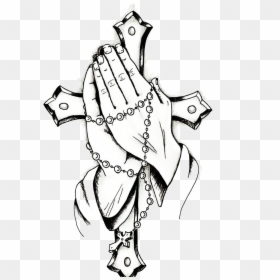 Praying Hands Rosary Clipart Free Cliparts Images On - Praying Hands With Rosary Drawing Easy, HD Png Download - rosary clipart png