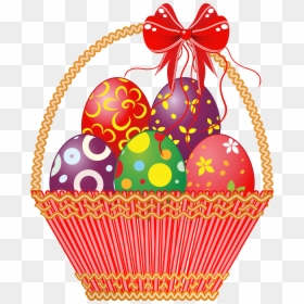 Picture Easter Eggs Basket With Bunny Red Clipart - Printable Easter Basket Clip Art, HD Png Download - easter egg basket png