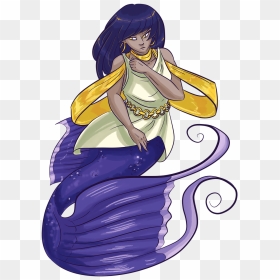 Cartoon Mermaid - Русалка С Фиолетовым Хвостом, HD Png Download - anime girl sitting png