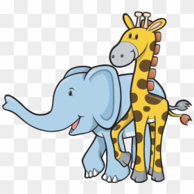 Clipart Giraffe Elephant - Elephant And Giraffe Clip Art, HD Png Download - giraffe cartoon png