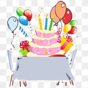 Birthday Card Cake On Table - Cartoon Transparent Background Birthday Cake, HD Png Download - birthday card png
