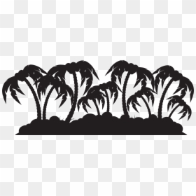 Island And Palm Tree Silhouette Png, Transparent Png - palm tree silhouette png