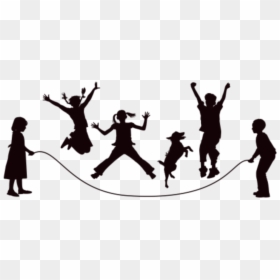 Ftestickers Children Jumprope Jumping Silhouette Freet - Children Happy Png Vector, Transparent Png - kid silhouette png