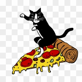Cat Eating Pizza Cartoon, HD Png Download - cartoon pizza png