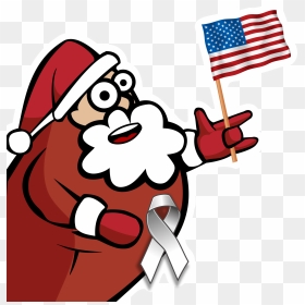 Free Funny Looking Santa Holding An American Flag Clip - American Flag Funny Clipart, HD Png Download - american flag clipart png