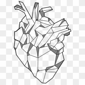 Geometric Anatomical Heart Tattoo, HD Png Download - geometric heart png