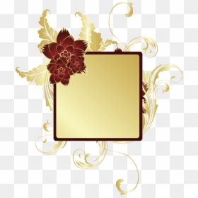 Gold Swirls Redflower Flowers Goldleaves Frame Header - Portable Network Graphics, HD Png Download - gold flowers png