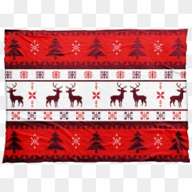 Reindeer, Snowflakes, And Christmas Trees Adorn This - Christmas Blanket Design, HD Png Download - blankets png