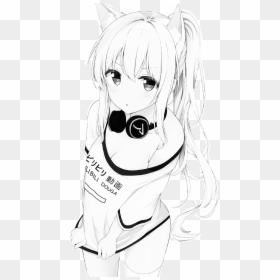 Anime Ecchi Png - Cool Anime Girl With Headphones Drawing, Transparent Png - cat girl png