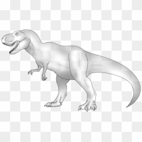 Black And White Dinosaur Lineart - Tyrannosaurus, HD Png Download - t rex silhouette png