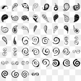 Paisley And Swirl Doodles Dingbat Specimen - Doodle Ding Flower Font, HD Png Download - red swirls png
