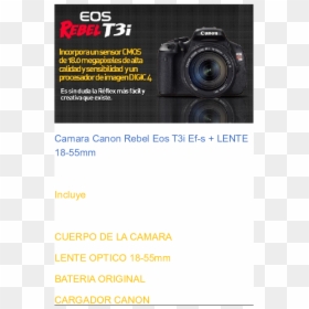 Canon Eos 600d, HD Png Download - lente de camara png