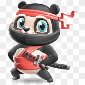 Ninja Panda Vector Cartoon Character - Ninja Panda, HD Png Download - cartoon ninja png