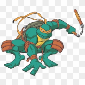 Tmnt Michelangelo Vector Ninja Turtles Logo Png Ninja - Michelangelo Ninja Turtle Comic, Transparent Png - cartoon ninja png