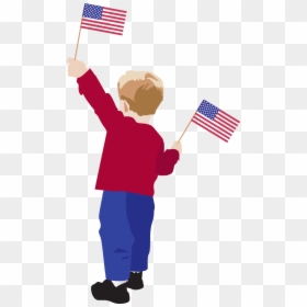 Little Boy With American Flags - Good Morning Happy Veterans Day, HD Png Download - waving american flag clip art png