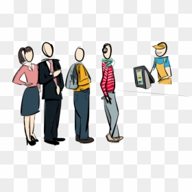 Waiting Line Transparent Image - Waiting In Line Cartoon Png, Png Download - line .png