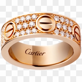 Love Ring, Diamond-pavedpink Gold, Diamonds - Cartier Love Ring Diamonds Paved, HD Png Download - gold diamond png