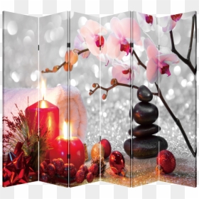 6 Panel Folding Screen Canvas Divider- Winter Spa Free, HD Png Download - christmas divider png
