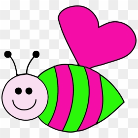 Bee Cartoon Silhouette - Green And Pink Bee, HD Png Download - bee silhouette png