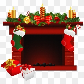 Christmas Fireplace Clipart, HD Png Download - gorro navideño png