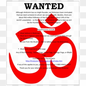Hinduism Wanted Poster, HD Png Download - hinduism symbol png