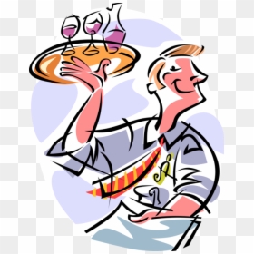Vector Illustration Of Restaurant Maître D"hôtel Waiter - Table Service Clipart, HD Png Download - cartoon table png