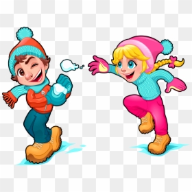 Cartoon Snow Play Illustration - Playing In Snow Cartoon, HD Png Download - cartoon snow png