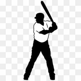 Baseball Batter Silhouette - Guitarist, HD Png Download - black baseball bat png