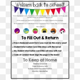 First Day Of School Letter Home To Parents - Back To School Letter Template Free, HD Png Download - welcome home png