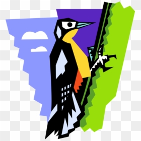 Vector Illustration Of Woodpecker Bird On Tree - Woodpecker, HD Png Download - woodpecker png