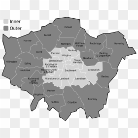 Map Outer London - Inner And Outer London Boroughs, HD Png Download - blank map of usa png