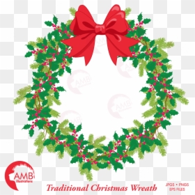 Holiday Christmas Wreath Traditional Clipart Base Transparent - Clip Art Wreath Image Free Christmas, HD Png Download - holiday clipart png