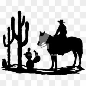 Transparent Western Horse Clipart - Western Cowboy Cowboy On Horseback Silhouette, HD Png Download - western clip art png