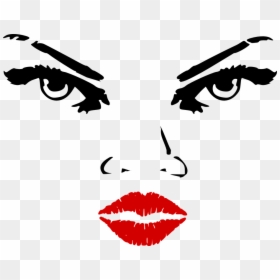 Features Facial Woman Lips Eyes Nose Red - Lips Clip Art, HD Png Download - nose clipart png