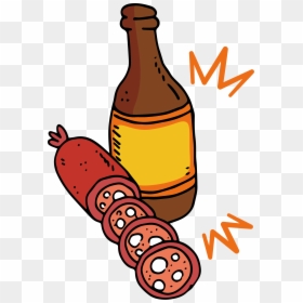 Sausage Beer Bratwurst Hot Dog Clip Art - Beer, HD Png Download - beer bottle clip art png