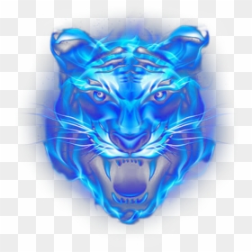 #lion #blue #fire #water #metallic #neon #light - Blue Neon Tiger Head, HD Png Download - lion transparent png