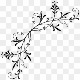 Fancy Lines Clipart Corner Decoration Line Vector Transparent - Corner Page Flower Black, HD Png Download - white decorative lines png