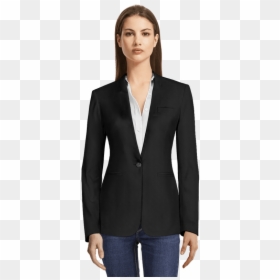 Black No Lapels Blazer View Front - Brown Corduroy Blazer, HD Png Download - blazer png