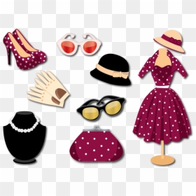 Style Fashion Woman With Vector Retro Clothing Clipart - Retro Accessories For Ladies, HD Png Download - cowboy boots and hat png