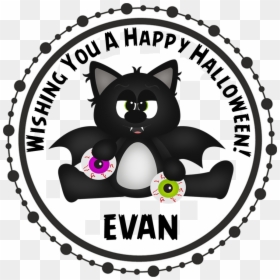 Black Bat Cat Halloween Stickers - Baby Shower Fox Clip Art, HD Png Download - halloween black cat png