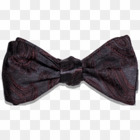 Black With Burgundy Red Woven Paisley Silk Bowtie - Paisley, HD Png Download - black bowtie png