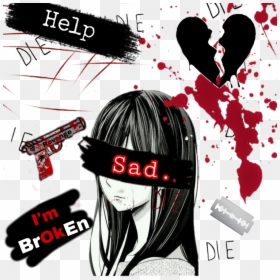#die #depression #death #suicidegirl #broken #cut #blood - Crying Anime Girl Sad, HD Png Download - blood cut png