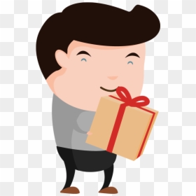 Transparent Guy Pointing Clipart - Man Holding Gift Clipart, HD Png Download - happy guy png